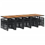 vidaXL Ensemble à manger de jardin 15 Pièces coussins noir résine tressée