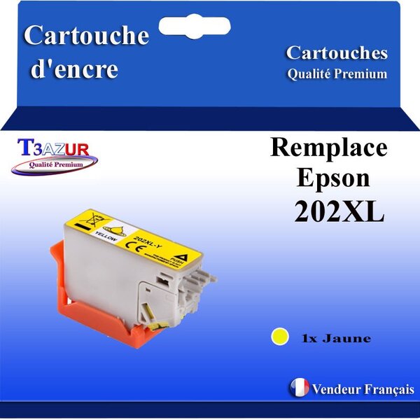 Cartouche Compatible avec Epson T02H4 / T02F4 (202XL) Jaune pour Epson Expression Premium XP-6000  XP-600 5 XP-6100  XP-6105