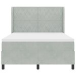 vidaXL Lit à Ressorts avec Matelas LED Gris clair 160 x 200 cm Velours