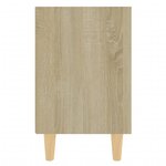 vidaXL Tables de chevet pieds bois 2 Pièces Blanc/Chêne sonoma 40x30x50cm