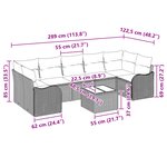 Ensemble de Canapé de Jardin 8 Pièces avec Coussins Noir Poly Rattan