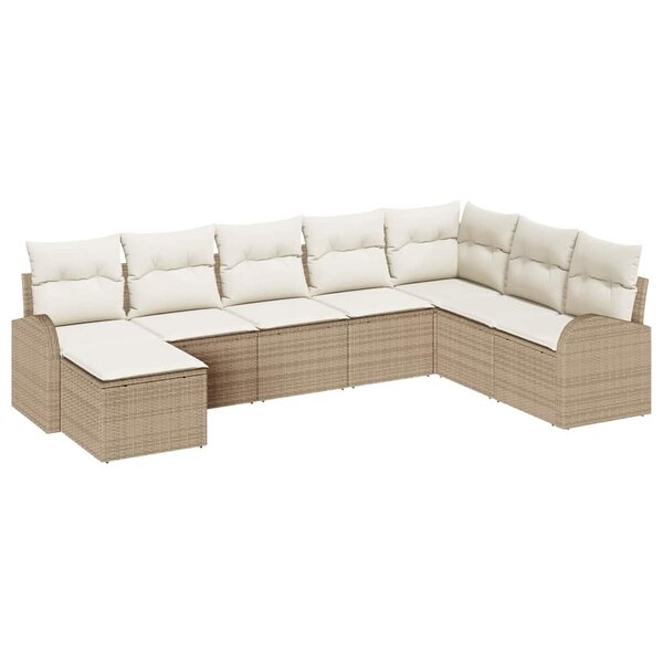 vidaXL Ensemble de canapé de jardin 8 Pièces Beige Poly Rattan