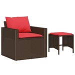 vidaXL Salon de jardin 4 Pièces avec coussins marron résine tressée