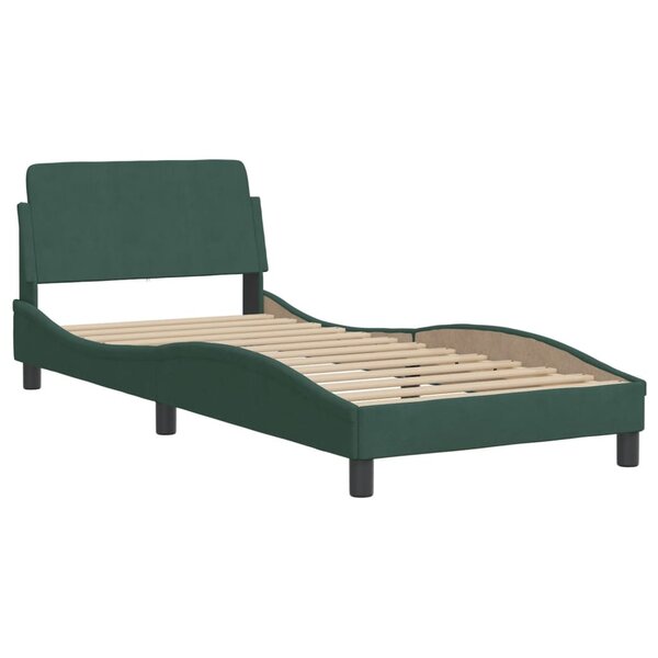 vidaXL Cadre de lit avec tête de lit Vert foncé 80x200 cm Velours