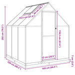 vidaXL Serre avec cadre de base argenté 169x169x202 cm aluminium