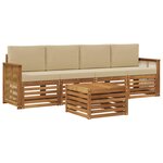 vidaXL Ensemble de canapés d'extérieur 5 Pièces Naturel et Beige