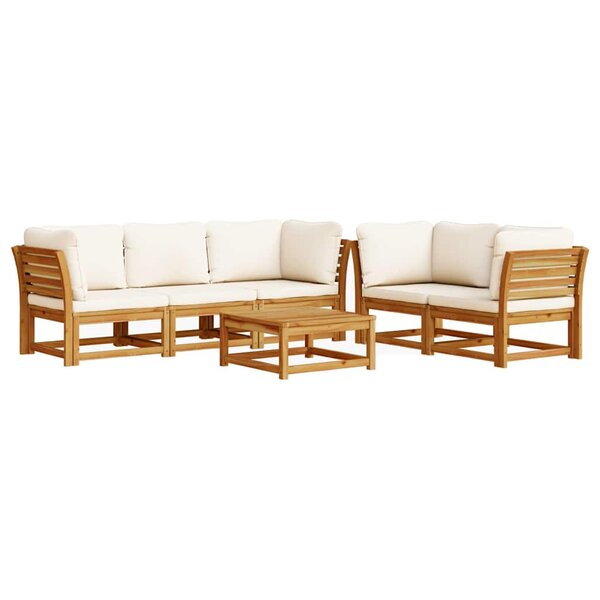 vidaXL Salon de jardin 6 Pièces avec coussins bois d'acacia solide