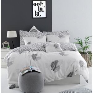 Parure de lit - housse de couette 220 x 240 + 2 taies d'oreiller 60 x 60  65  coton- Gris
