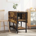 vidaXL Table à dîner 122 x 80 x 76 5 cm Bois d'ingénierie Chêne fumé