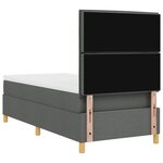 vidaXL Lit à ressorts avec matelas & LED gris foncé 90x200 cm tissu