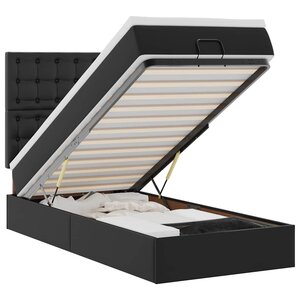 VidaXL Cadre de lit ottoman avec matelas noir 100x200 cm similicuir