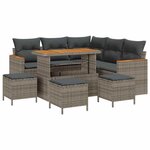vidaXL Ensemble de canapé de jardin avec coussin 9 Pièces Gris Poly rotin
