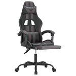 vidaXL Chaise de jeu pivotante et repose-pied Noir et gris Similicuir