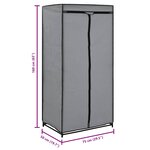 vidaXL Garde-robe Gris 75x50x160 cm