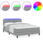 vidaXL Lit Box Spring avec Matelas & Lumière LED Gris Clair 140x190 cm Tissu