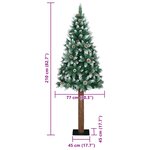 vidaXL Sapin de Noël mince bois véritable et neige blanche vert 210 cm