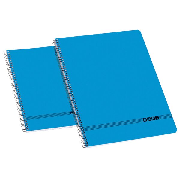 LOT de 10 Enri Office Fº Cahier à Spirale à Couverture Souple 4x4 - Taille Fº - Couverture Souple - Cahier à Spirale - Grille 4x4 - Couleur Bleue