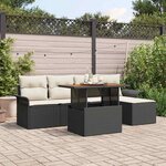 vidaXL Ensemble de canapé de jardin avec coussin 6 Pièces Noir et crème
