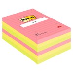 Lot de 6 bloc repositionnable de 100 feuilles 102 x 152 mm néon assortis 660NA POST-IT