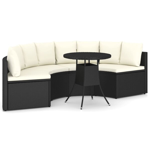 vidaXL Salon de jardin 5 Pièces avec coussins Résine tressée Noir