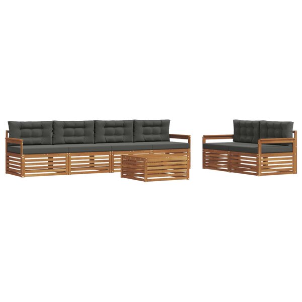 vidaXL Ensemble de canapés d'extérieur 7 Pièces Naturel et Anthracite