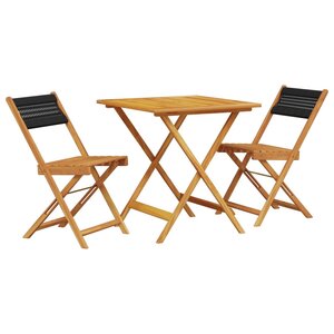 vidaXL Ensemble de bistro 3 Pièces noir polypropylène et bois massif