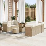 vidaXL Ensemble de canapé de jardin 10 Pièces Beige polyrotin