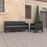 vidaXL Salon de jardin 2 Pièces avec coussins PP Rotin Anthracite