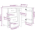 vidaXL Buffet HAMAR Gris foncé 113x40x80 cm Bois massif de pin