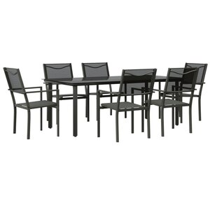 vidaXL Ensemble à manger de jardin 7 Pièces noir textilène et acier