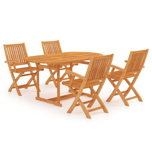 vidaXL Ensemble à manger de jardin 5 Pièces Bois de teck massif
