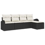 vidaXL Ensemble de canapé de jardin avec coussin 5 Pièces Noir Poly rotin