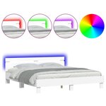vidaXL Cadre de lit avec LED sans matelas blanc 180x200 cm