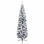 vidaXL Sapin de Noël artificiel mince pré-éclairé et boules vert 180cm