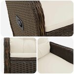 vidaXL Chaise de jardin inclinable Marron et crème blanche