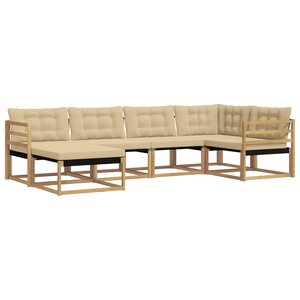 vidaXL Ensemble de canapés d'extérieur 6 pc Blanc et Beige