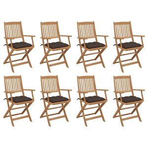 vidaXL Chaises pliables d'extérieur et coussins lot de 8 Bois d'acacia