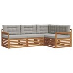 vidaXL Ensemble de canapés d'extérieur 4 pc Gris Naturel et Clair