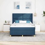 vidaXL Lit à ressorts avec matelas Bleu 140 x 200 cm tissu
