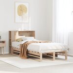 vidaXL Lit bibliothèque sans matelas 90x190 cm bois massif