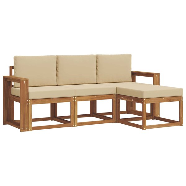 vidaXL Ensemble de canapés d'extérieur 4 Pièces Naturel et Beige