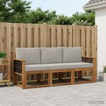 vidaXL Ensemble de canapés d'extérieur 3 pc Naturel et gris clair