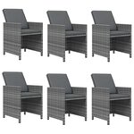 vidaXL Ensemble à manger de jardin coussins 7Pièces Résine tressée Gris