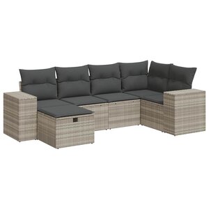 vidaXL Salon de jardin 6 Pièces avec coussins gris clair résine tressée