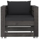 Salon de jardin meuble d'extérieur ensemble de mobilier 2 pièces avec coussins bois imprégné de gris 02_0015885