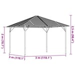 vidaXL Belvédère avec toit 3x3 m Anthracite
