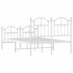 vidaXL Cadre de lit métal sans matelas et pied de lit blanc 120x200 cm