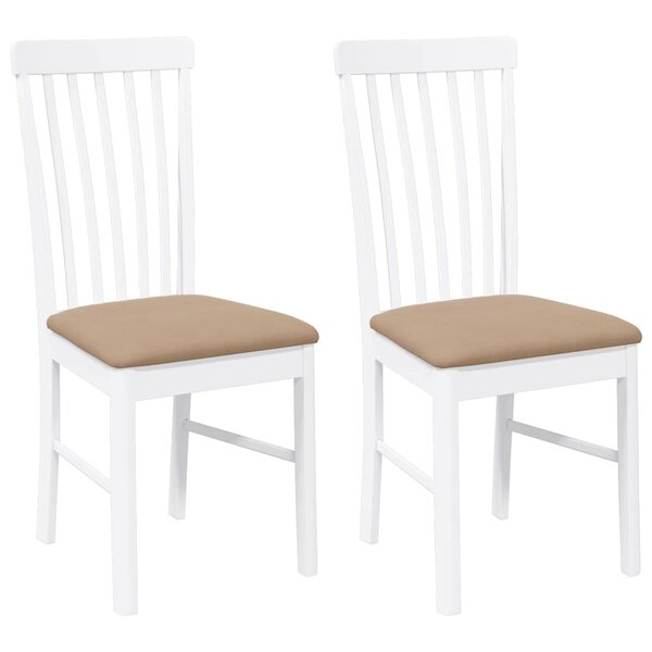 vidaXL Chaises à manger coussins 2 Pièces blanc bois massif caoutchouc