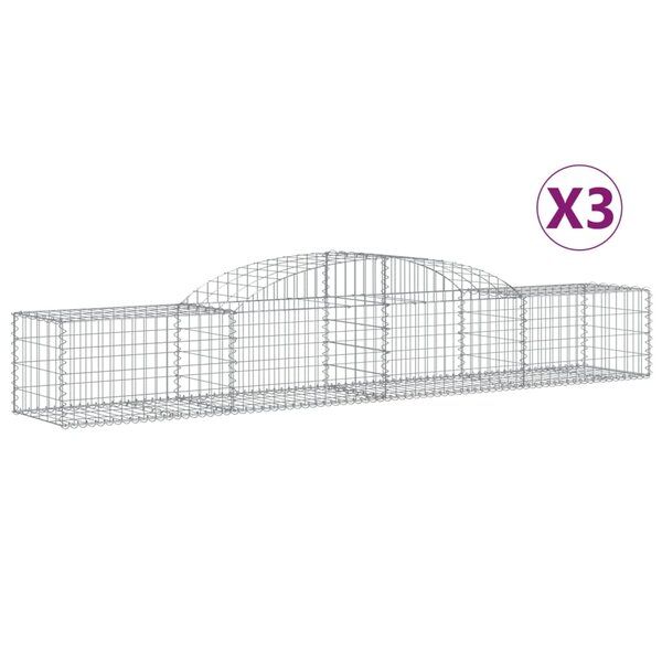vidaXL Paniers à gabions arqués 3 Pièces 300x50x40/60 cm fer galvanisé