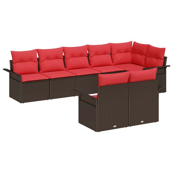 vidaXL Ensemble de canapé de jardin 8 Pièces Marron polyrotin